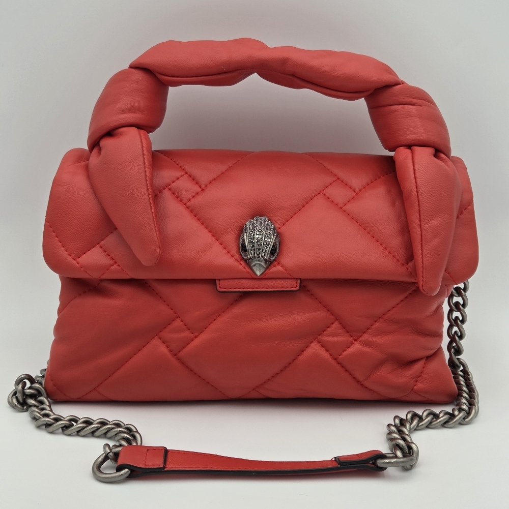 Kurt Geiger Kensington In Red Quilted Leather With A Top Handle